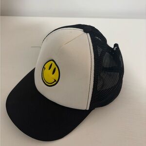 Black and White Hat with Smiley Face